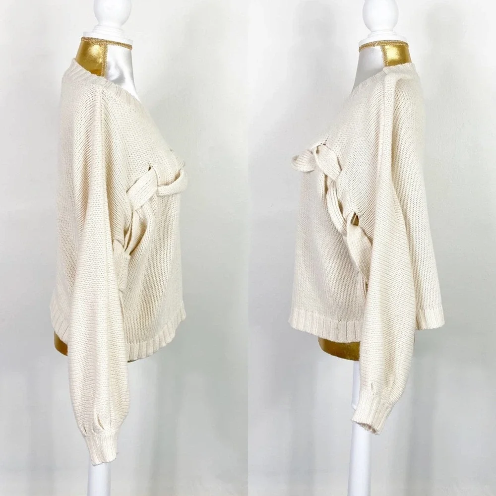 Wow couture sweater lace up crew neck size small